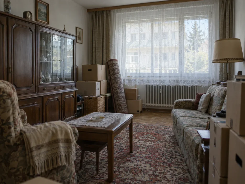 Wohnzimmer vor einer Haushaltsauflösung, Symbolbild